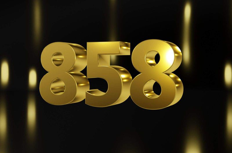 Nummer 858 in Gold auf schwarz-goldenem Hintergrund