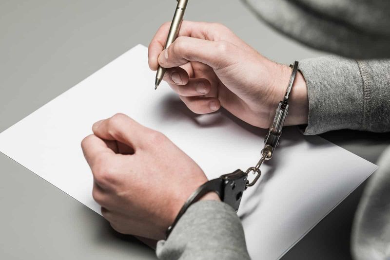 Ein Mann im Gefängnis schreibt einen Brief